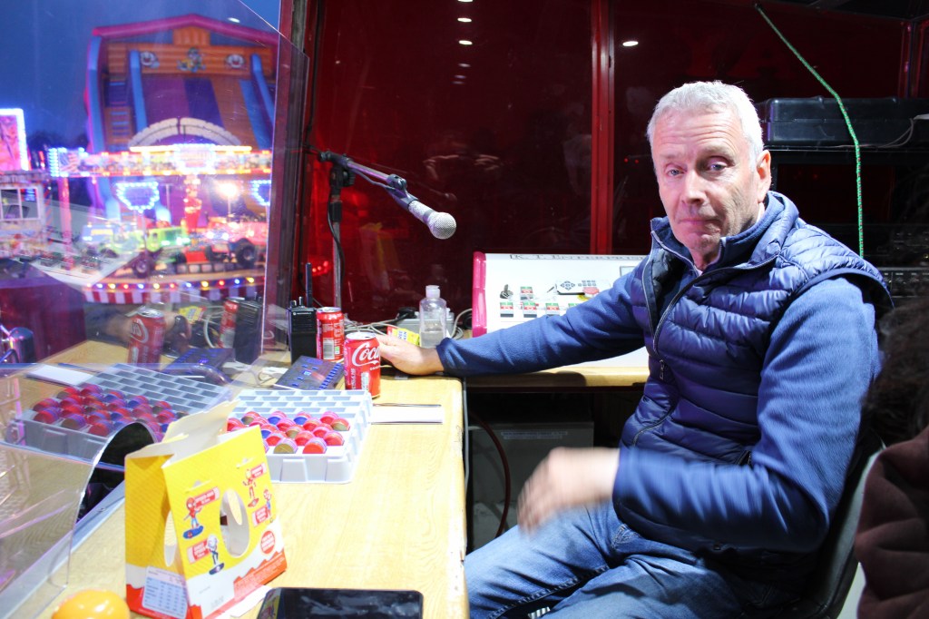 Stanley Thurston inside his control box.